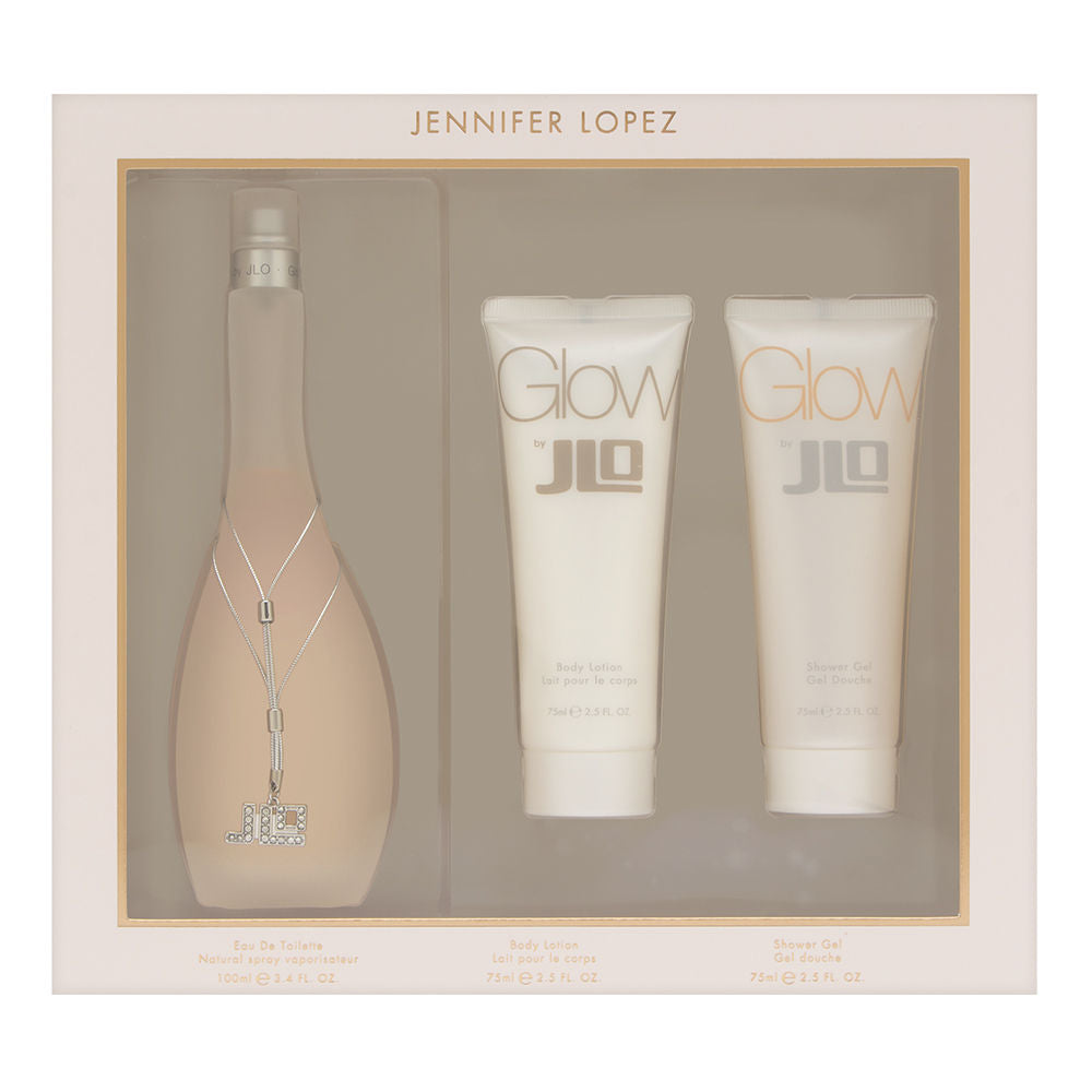 Jlo Glow 3Pc Set Eau de Toilette (3.4 oz Spray + 2.5 oz Body Lotion + 2.5 oz Shower Gel) for Women