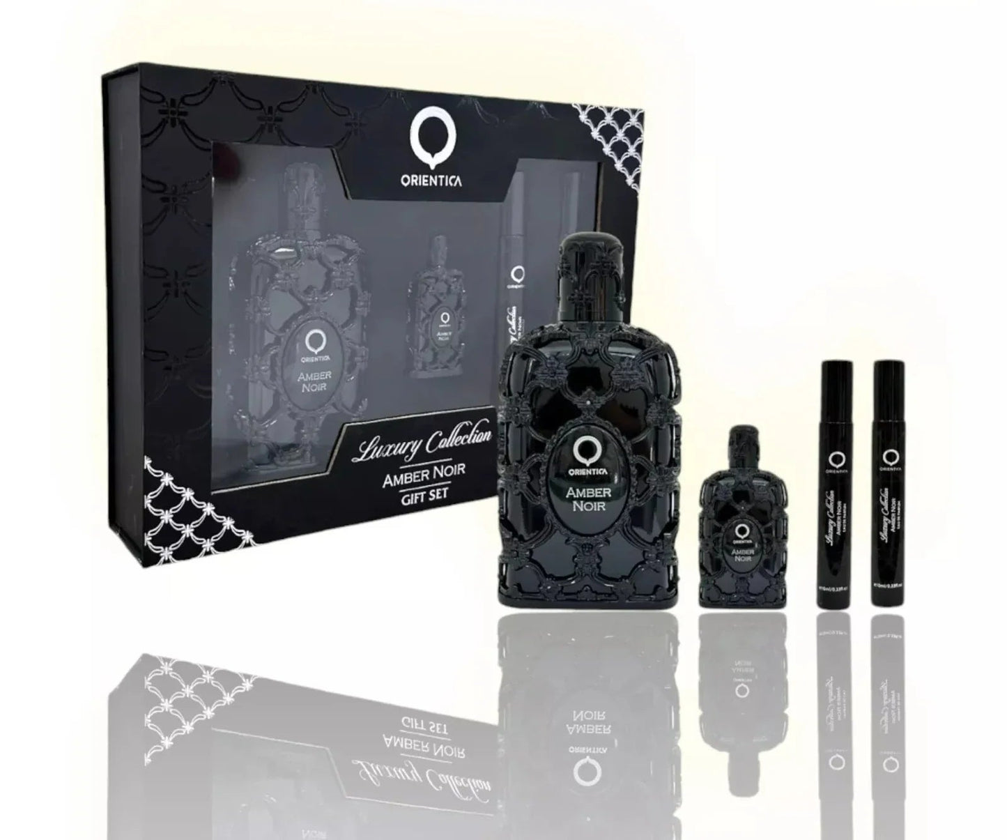 Orientica Amber Noir Eau de Parfum carton and packaging