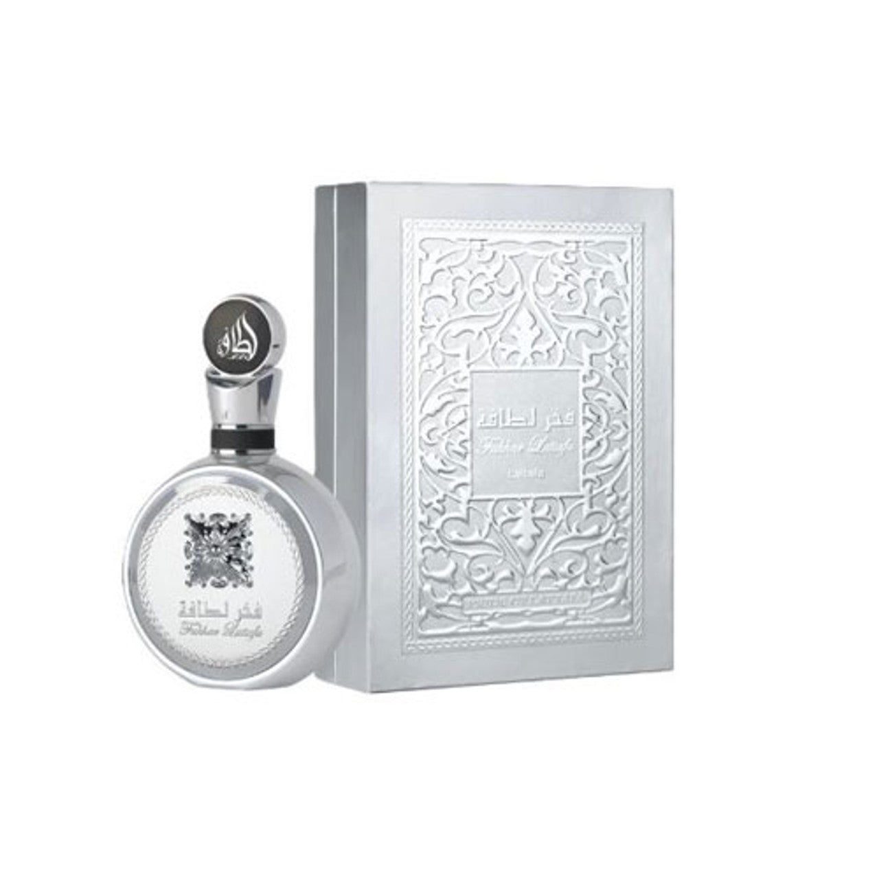 Lattafa Fakhar Platin Eau de Parfum packaging box