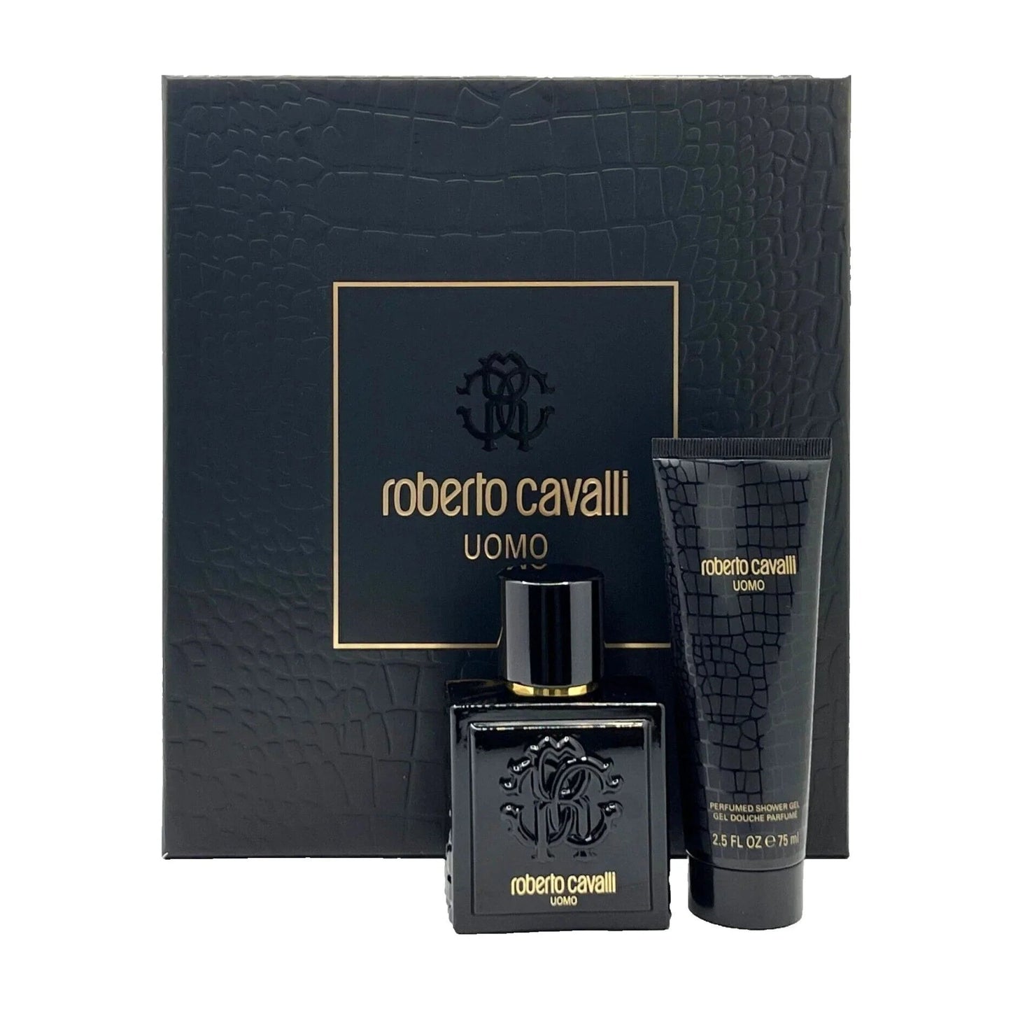 Roberto Cavalli Uomo Eau de Toilette bottle close-up detail