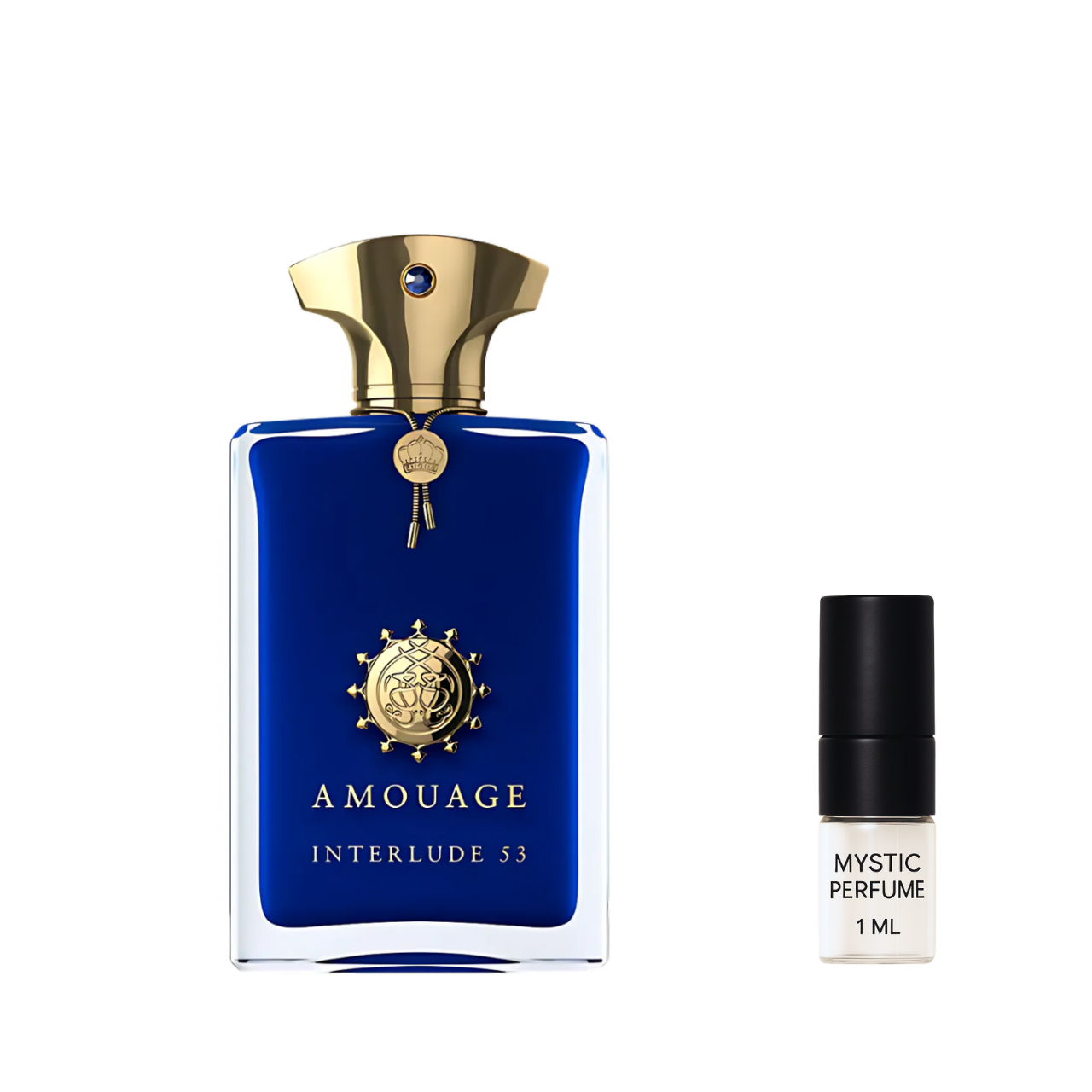 Amouage Interlude 53 sample vial label detail