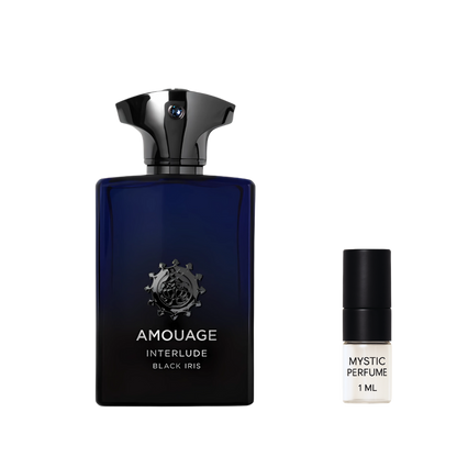 Amouage Interlude Black Iris Man sample vial label detail