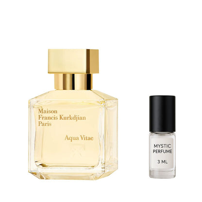 Maison Francis Kurkdjian Aqua Vitae sample vial label detail