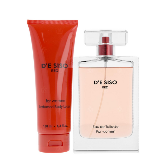 D'e Siso Red Eau de Toilette perfume bottle