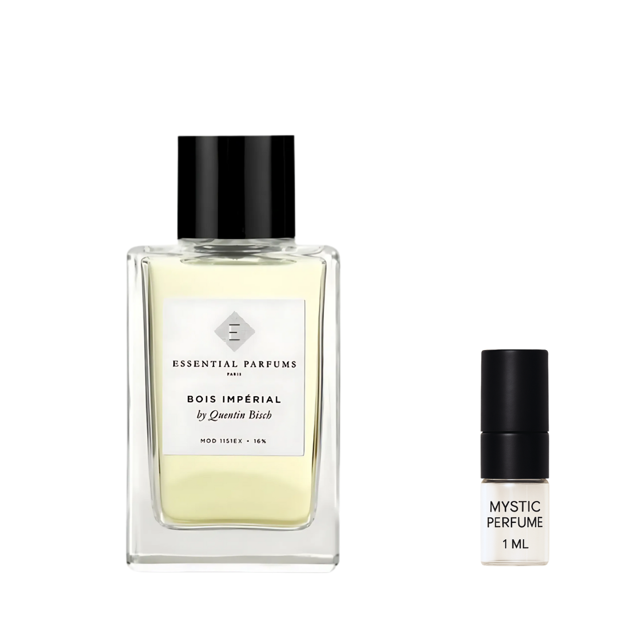 Essential Parfums Bois Imperial Parfum sample vial label detail