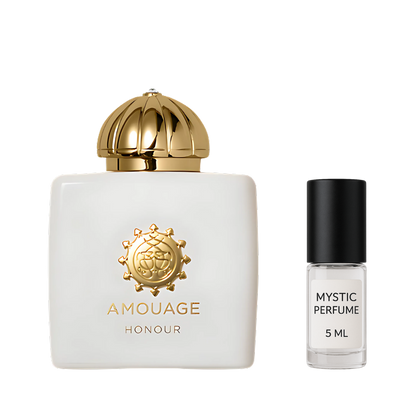 Amouage Honour Woman sample vial label detail