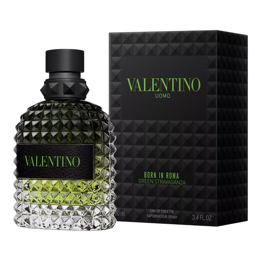 Valentino Uomo Born in Roma Green Stravaganza Eau de Toilette perfume bottle