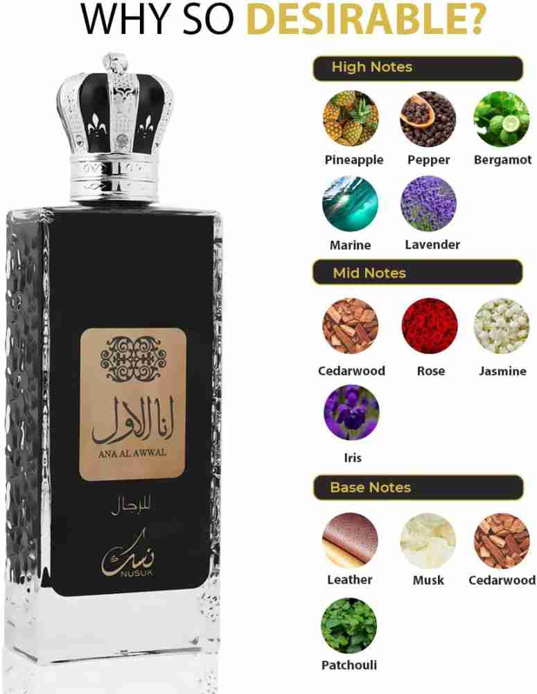 NUSUK ANA AL AWWAL BLACK MEN Eau de Parfum bottle and box