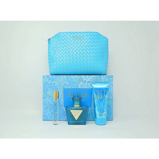 GUESS Seductive Blue Gift Set 4PC SET(2.5oz edt sp,3.4oz Body Lotion,15ml edt sp,Pouch)