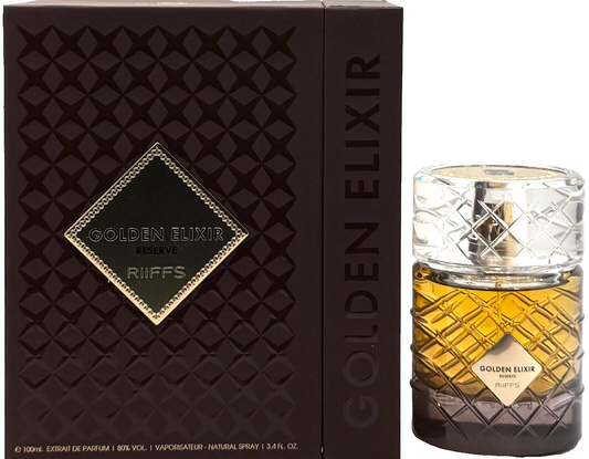 Riiffs Golden Elixir Reserve Luxury Perfume Unisex Eau de Parfum perfume bottle