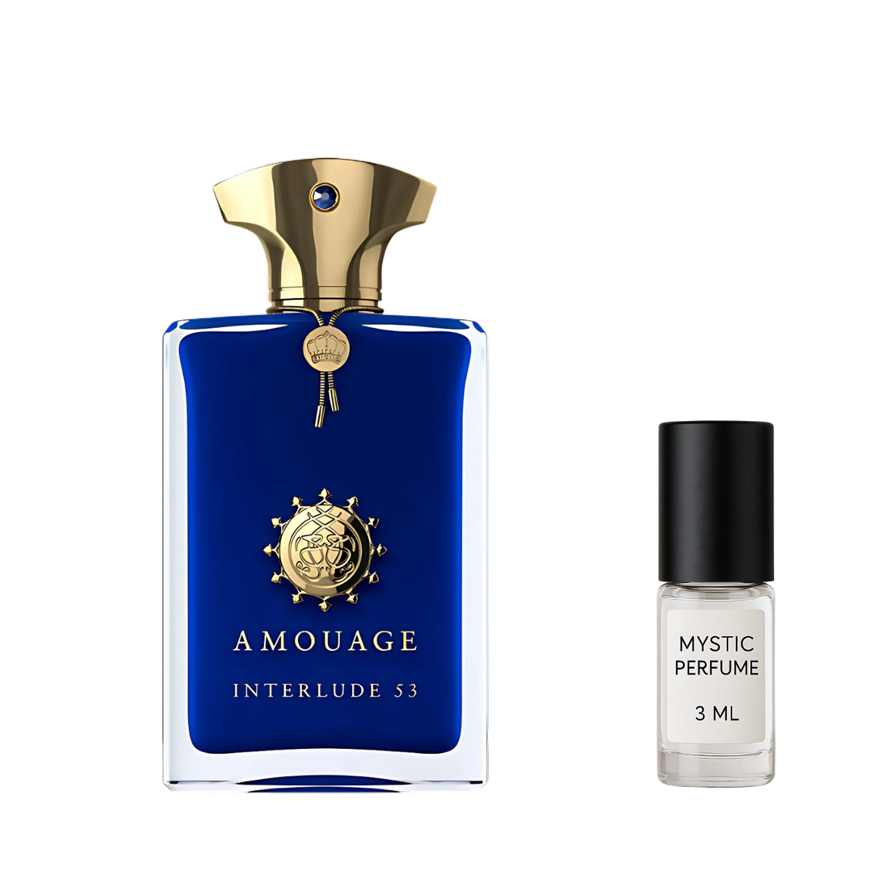 Amouage Interlude 53 sample vial label detail
