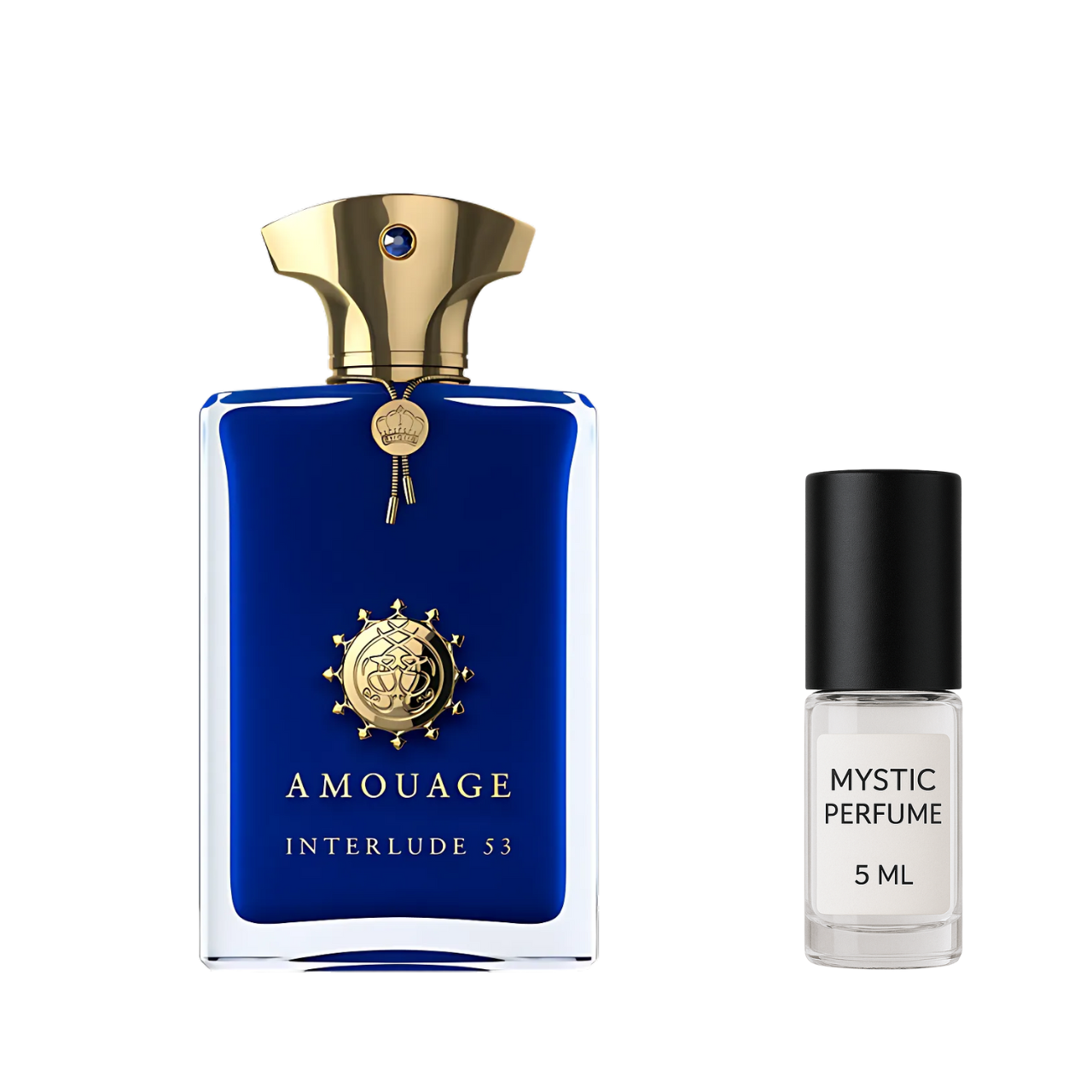 Amouage Interlude 53 sample vial label detail