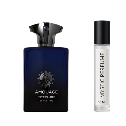Amouage Interlude Black Iris Man sample vial label detail