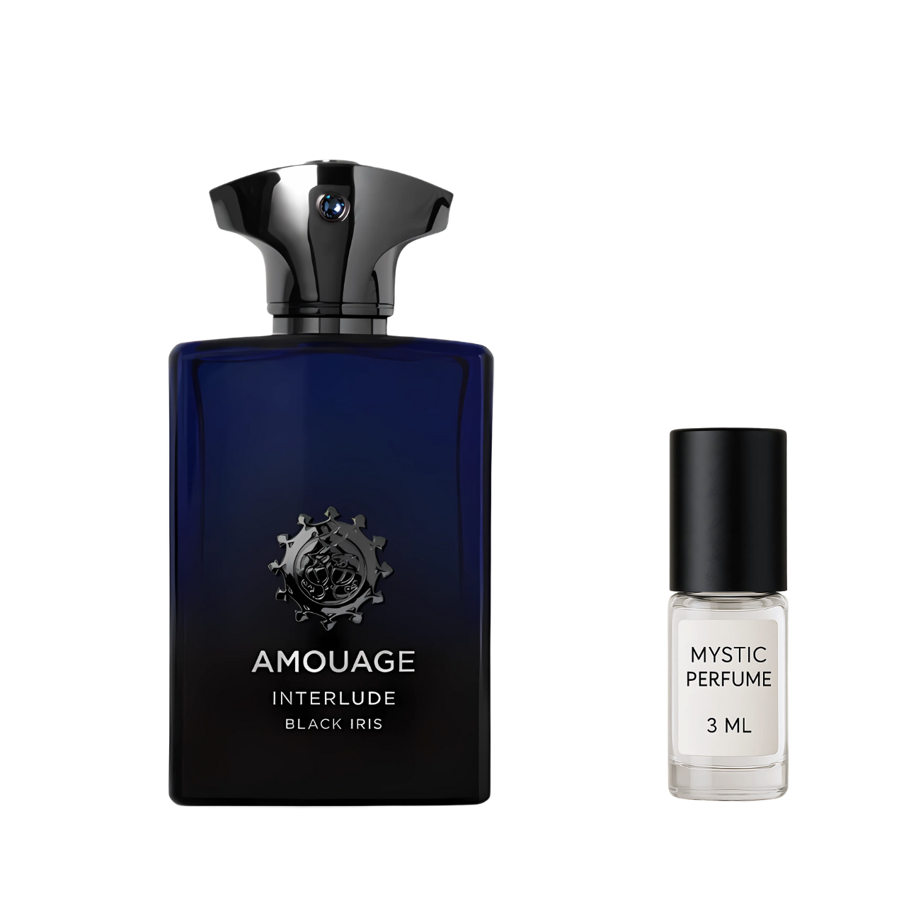 Amouage Interlude Black Iris Man sample vial label detail