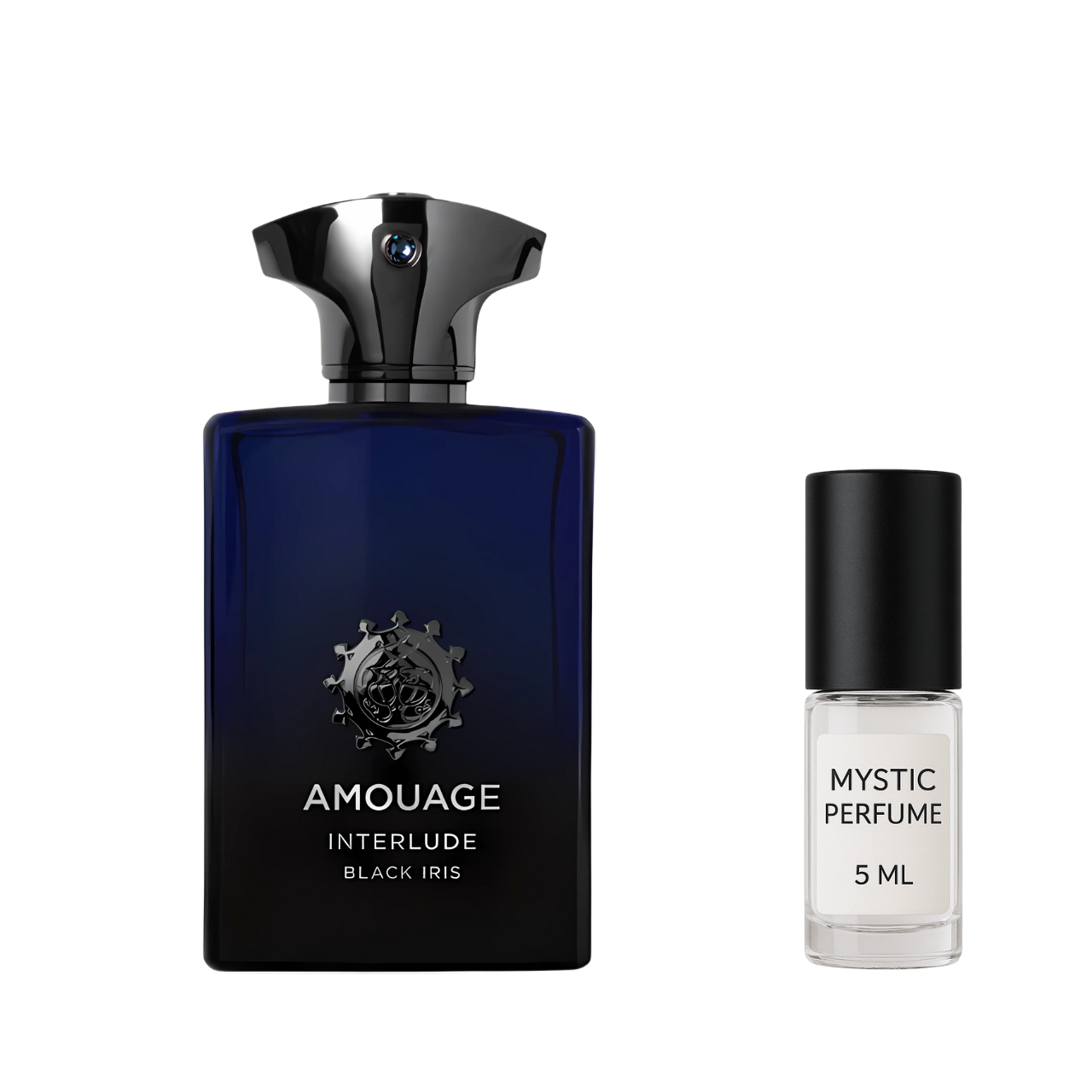 Amouage Interlude Black Iris Man sample vial label detail