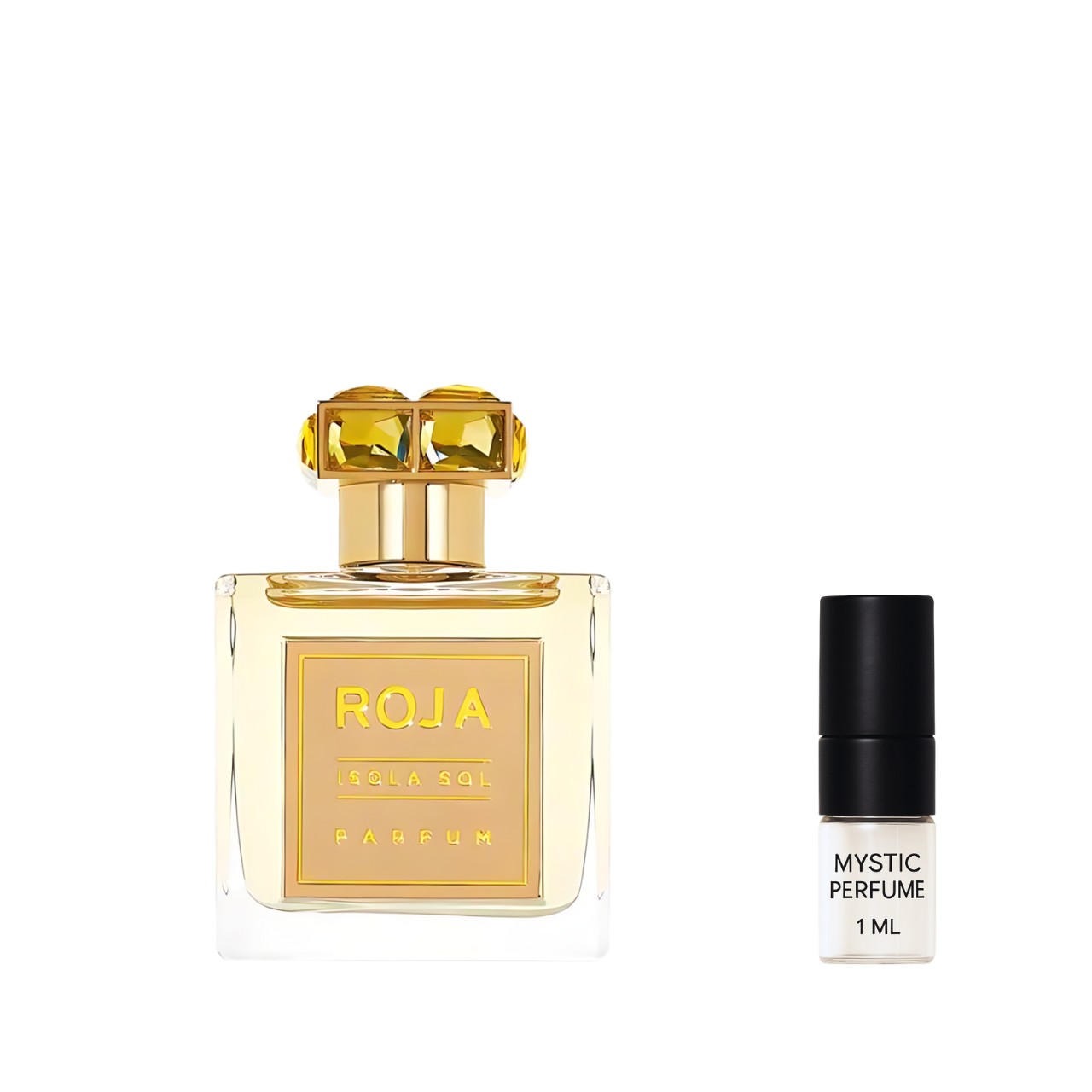 Roja Isola Sol sample vial label detail