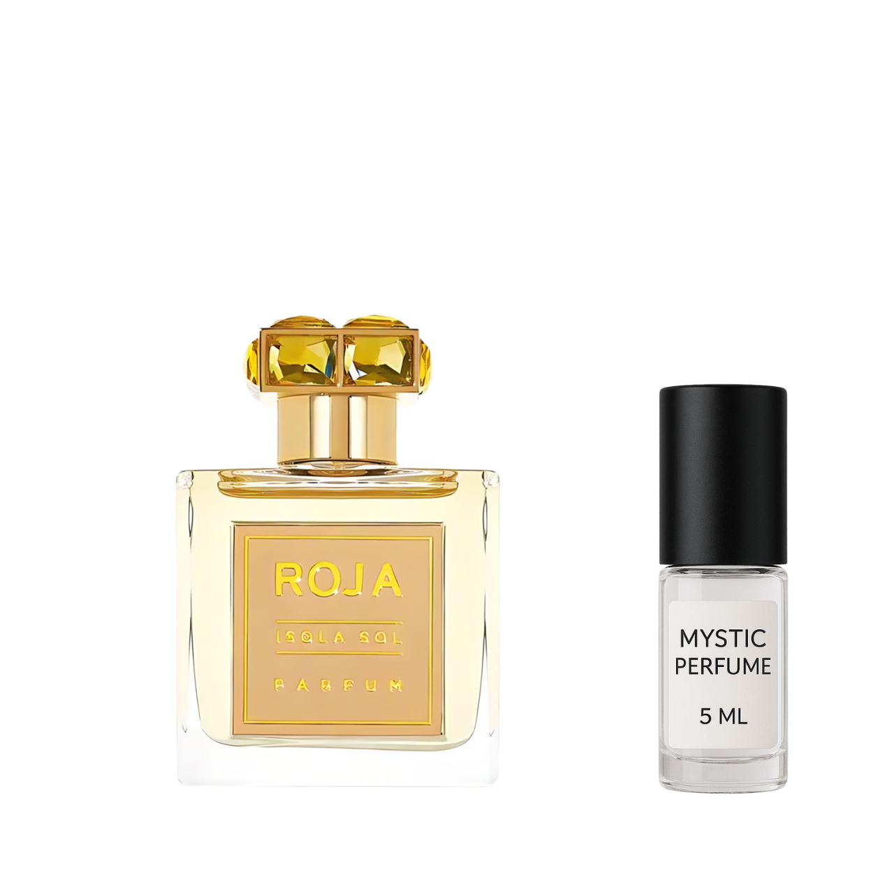 Roja Isola Sol sample vial label detail