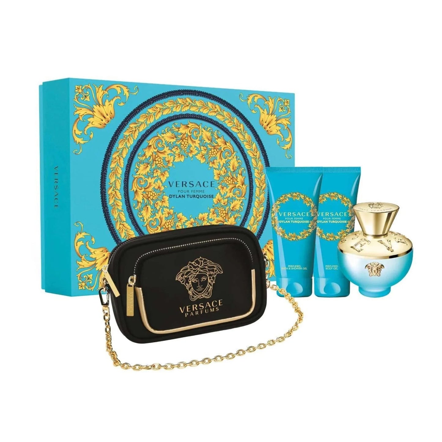 Versace Dylan Turquoise Eau de Toilette bottle close-up detail