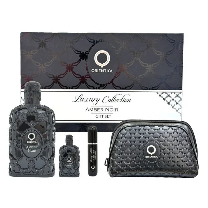Orientica Amber Noir Eau de Parfum bottle and box