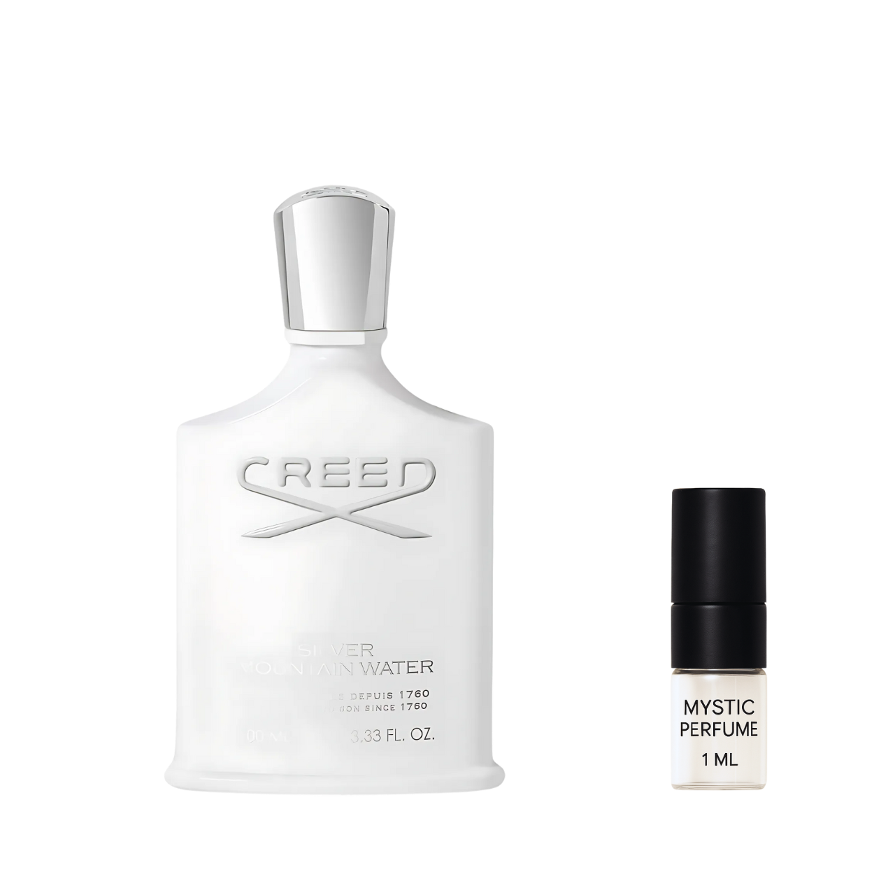 Creed Silver Mountain Water sample vial label detail