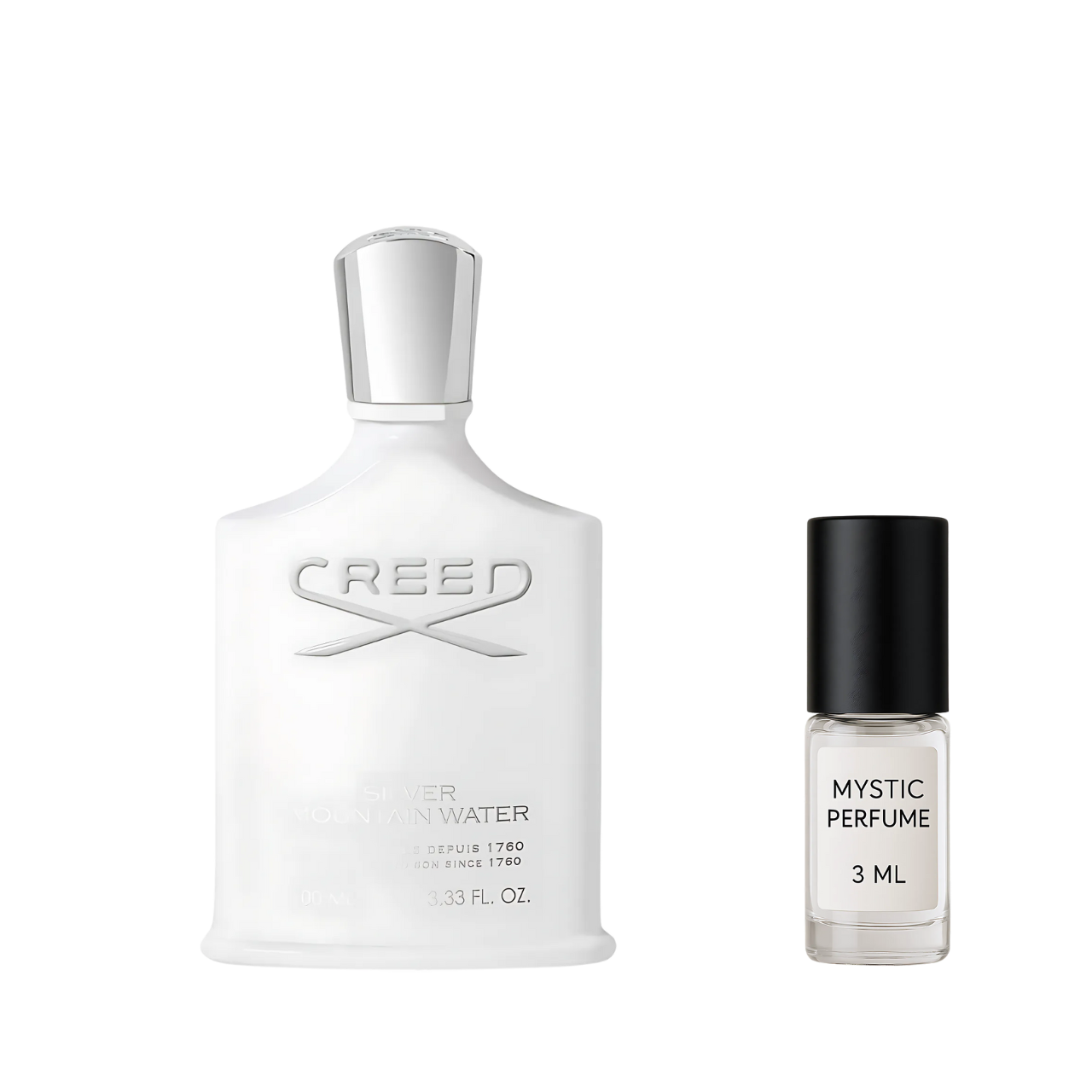 Creed Silver Mountain Water sample vial label detail