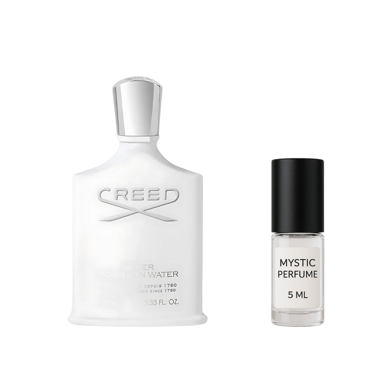 Creed Silver Mountain Water sample vial label detail