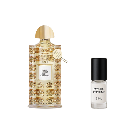 Creed White Flowers sample vial label detail