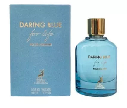 Maison Alhambra Daring Blue For Life Pour Homme Eau de Parfum perfume bottle