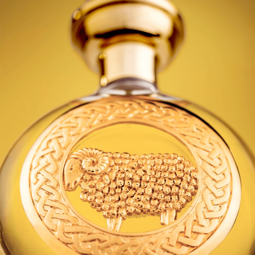 Boadicea the Victorious Golden Aries bottle close-up detail