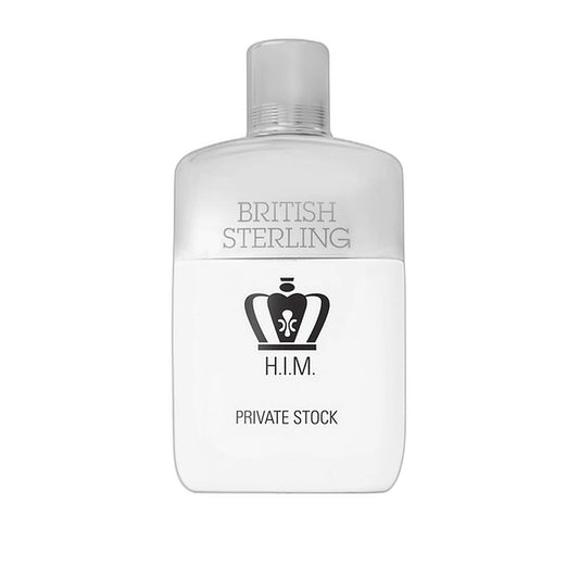 British Sterling Him Private Stock Eau de Toilette perfume bottle