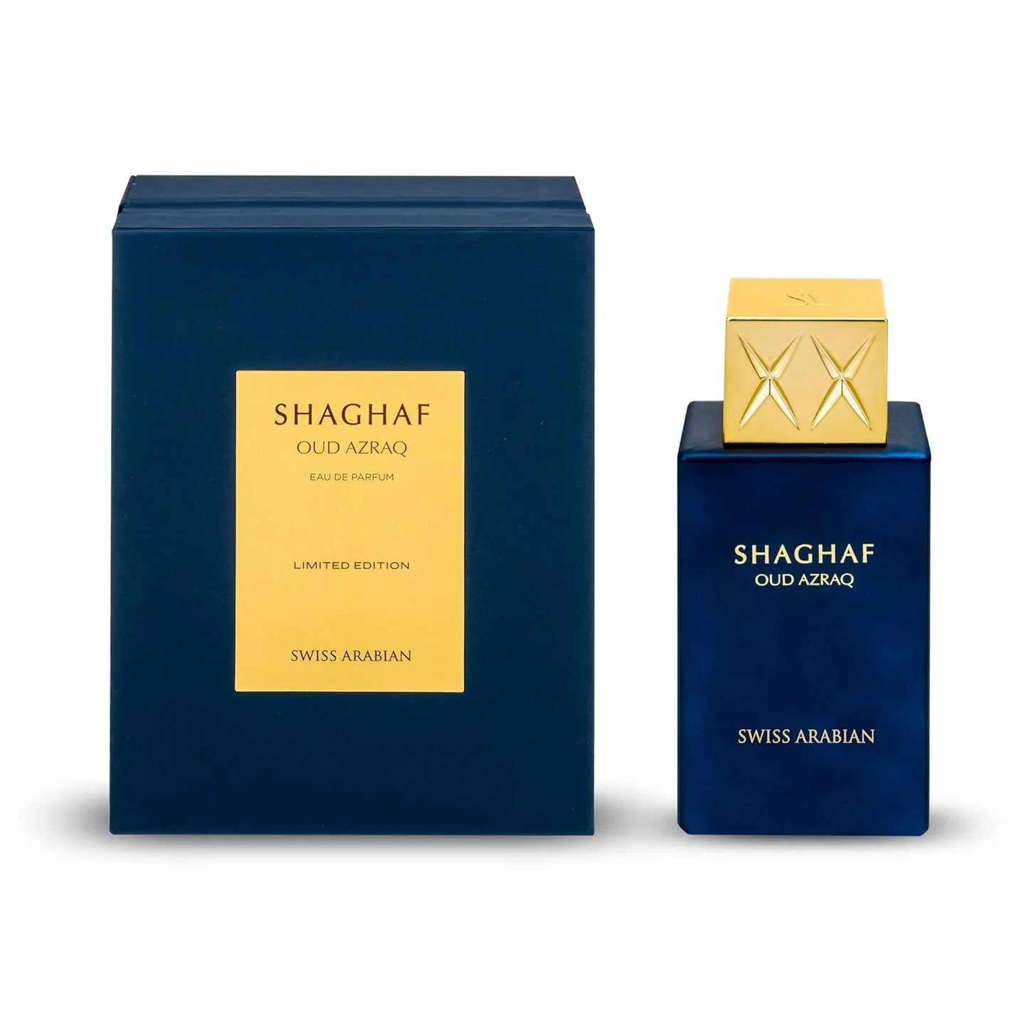 Swiss Arabian Shaghaf Oud Azraq Eau de Parfum packaging box
