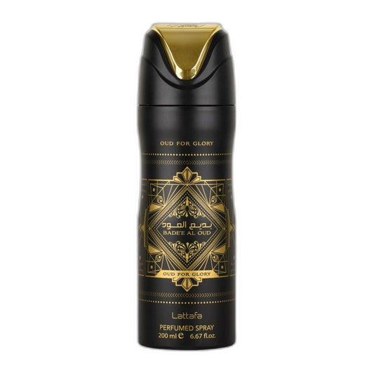 Lattafa Bade'e Al Oud Oud for Glory Body Spray perfume bottle