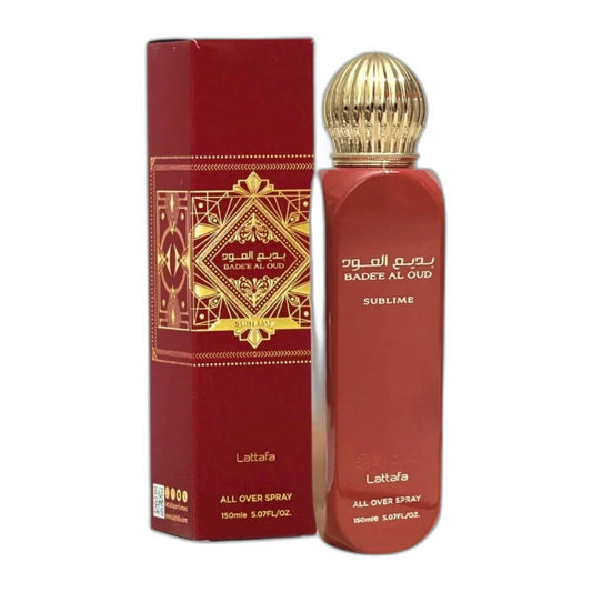 Lattafa Bade'e Al Oud Sublime Body Spray perfume bottle