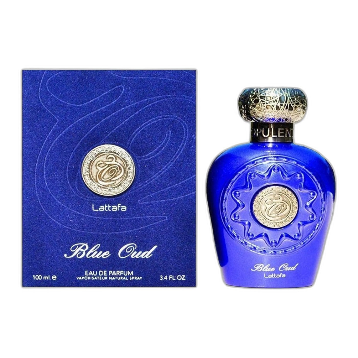 Lattafa Blue Oud Eau de Parfum perfume bottle