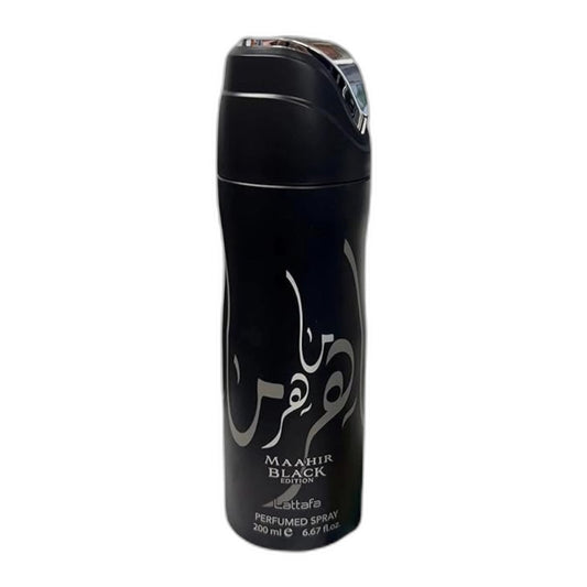 Lattafa Maahir Black Edition Body Spray perfume bottle