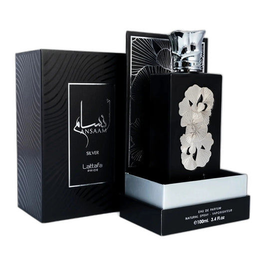 Lattafa Pride Ansaam Silver Eau de Parfum perfume bottle