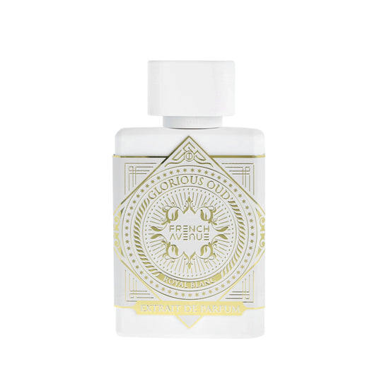 Fragrance World Glarious Oud Royal Blanc Extrait de Parfum perfume bottle