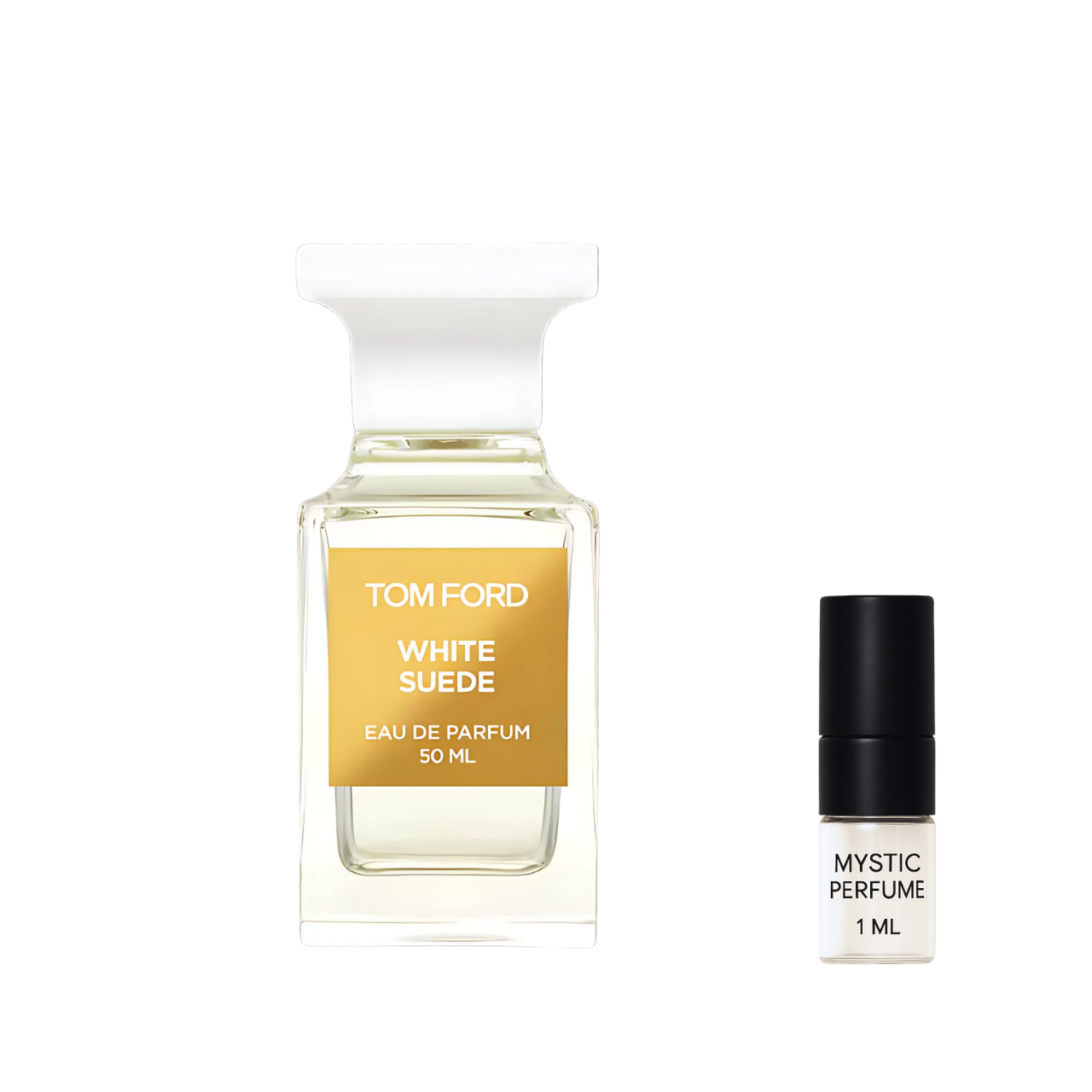 Tom Ford White Suede sample vial label detail